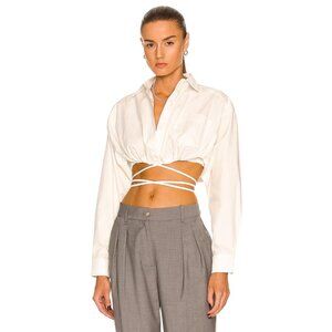 Andreadamo Cotton Crop Shirt in Ivory